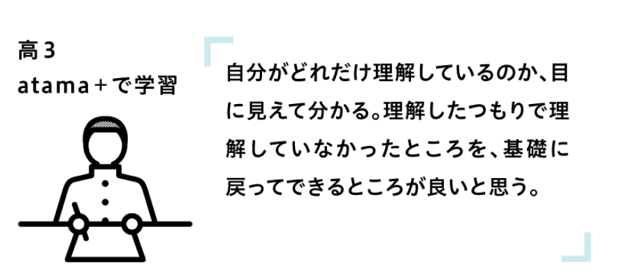 自分がどれだけ理解しているのか、目に見えて分かる。理解したつもりで理解していなかったところを、基礎に戻ってできるところが良いと思う。